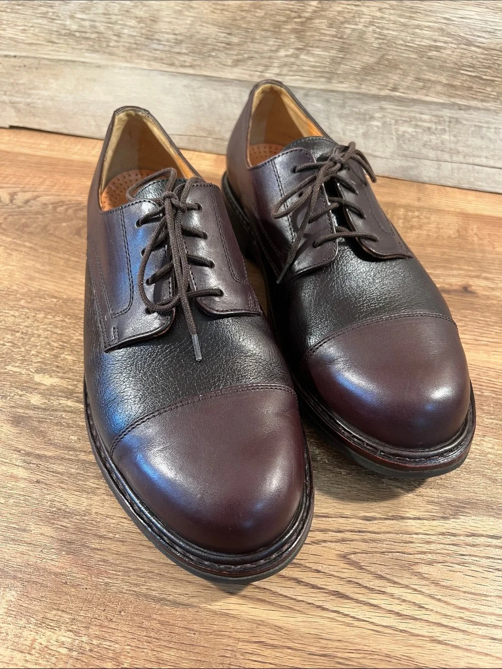 Mephisto Marlon Melchior Men 10 Brown Leather Cap Toe Derby Dress Shoes Rubber